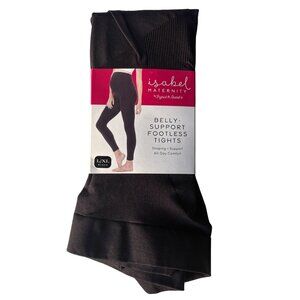 Isabel Maternity Black Belly-Support Footless Tights Womens Size L/XL
